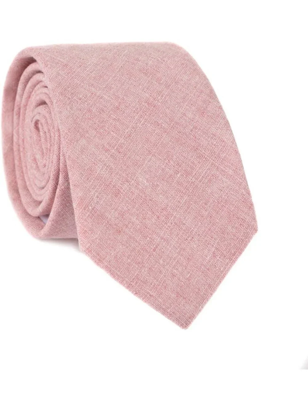 Men Pinkish Solid Heather Cotton Linen Textured Formal Slim Necktie For Business